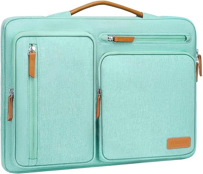 MOSISO 360 Protective Laptop Case 16 inch, 15-15.6 inch Laptop Sleeve Compatible with MacBook Pro 16, HP Acer Dell Lenovo ASUS, Side Open Carrying Case with 4 Zipper Pockets&Handle, Aqua Green