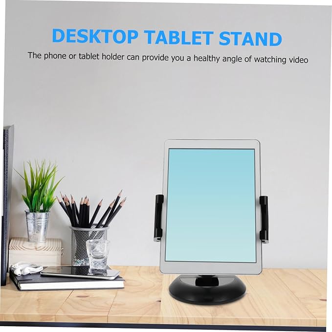 ARTIBETTER Desktop Phone Holder Stand for Tablets and Phones Stable Multi Angle Support Rack for Video Chat Study and Indoor Viewing Portable Black Bracket for Flat Surfaces