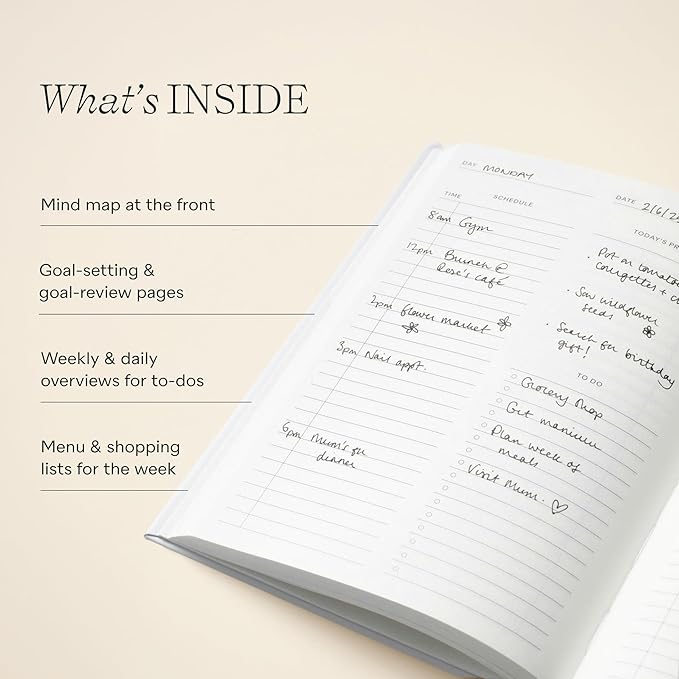 Papier Time to Bloom Daily Planner - Hardcover Vintage Design | Undated 16-Week Goal Planner | Track Habits, Thoughts, To-Dos & Priorities | Beautiful Motivational Gift