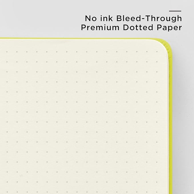 &And Per Se Dotted Journal Notebook, A5 Hardcover Leather Dotted Journal, 160 Pages 100gsm Thick Dot Grid Paper, 3 Sheets of Stickers Included - 5.7'' x 8'' (Emerald)