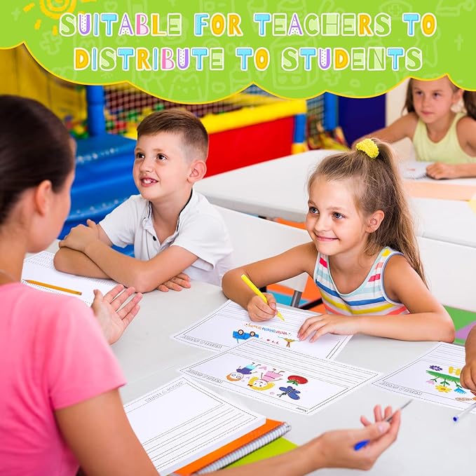 Eaasty 50 Sheets Story Writing Paper Bulk Handwriting Practice Paper for Kids Diary with Picture Story Space and Dotted Lines 11x8.5" Primary Composition Notebooks for Kindergarten Toddlers