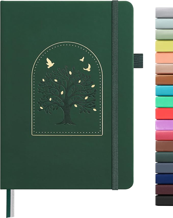 &And Per Se Lined Hardcover Notebook – A5 5.7"x8" College Ruled, 160 Pages, 100gsm Thick Paper – Aesthetic Journal for Women, Gift-Ready Planner, Everyday Writing Notebook (Dark Green)