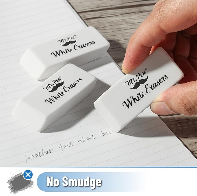 Mr. Pen- White Pencil Erasers Bulk, 100 Pack