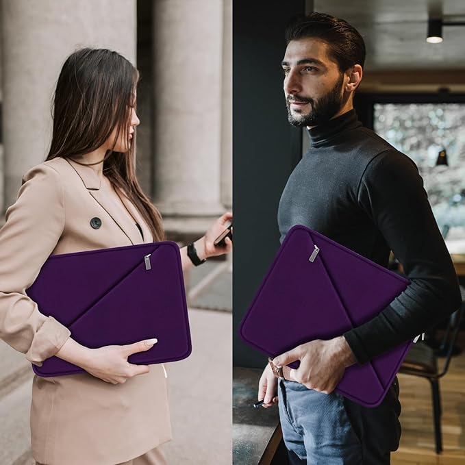 Laptop Case 15.6 inch, Traveling Carrying Computer Bag with Zippered Pocket, Shockproof Protective Laptop Sleeve Compatible for Apple Notebook, HP, Dell, Acer, Asus, Lenovo, Purple