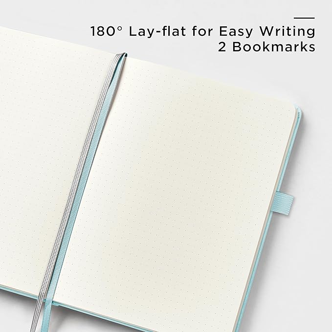 &And Per Se Dotted Journal Notebook, A5 Hardcover Dotted Notebook, 160 Pages 100GSM Thick Paper Dot Grid Journal with Fineliner Pen (Cyan)