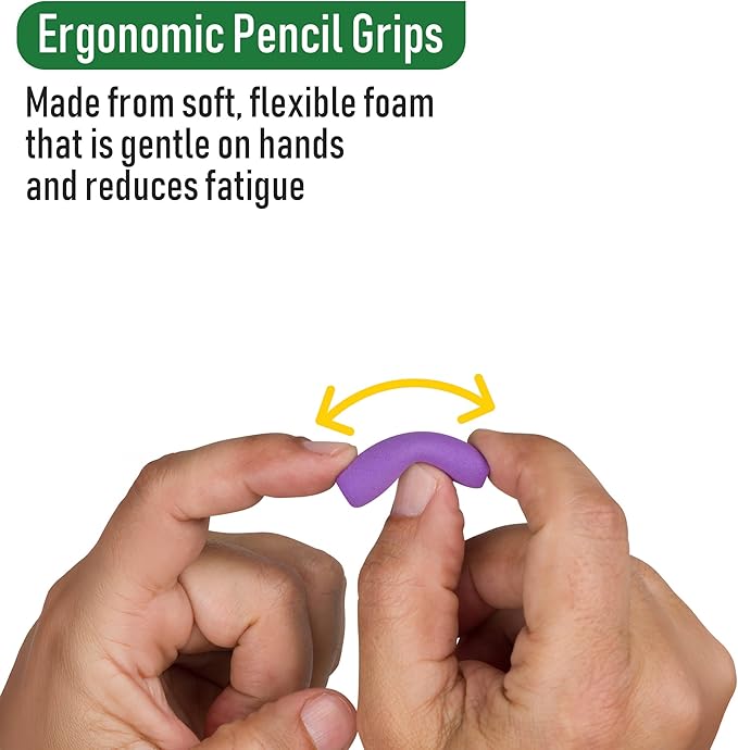 The Pencil Grip The Classics Soft Foam Pencil Grips, Ergonomic Writing Aid For Lefties And Righties, 1.5 Inch Long, Assorted Colors, 12 Count - TPG-16412