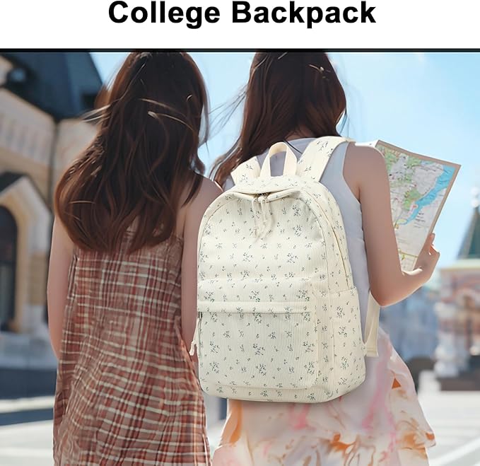 BTOOP School Backpack for Teens Large Corduroy Bookbag Lightweight 15.6 inch Laptop Bag for Girls Women Casual High School College