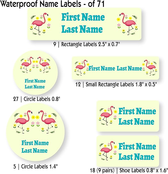 Personalized Kids Name Labels – Waterproof Custom Stickers for Daycare & School, Dishwasher & Laundry Safe (Crane Series - Yellow)