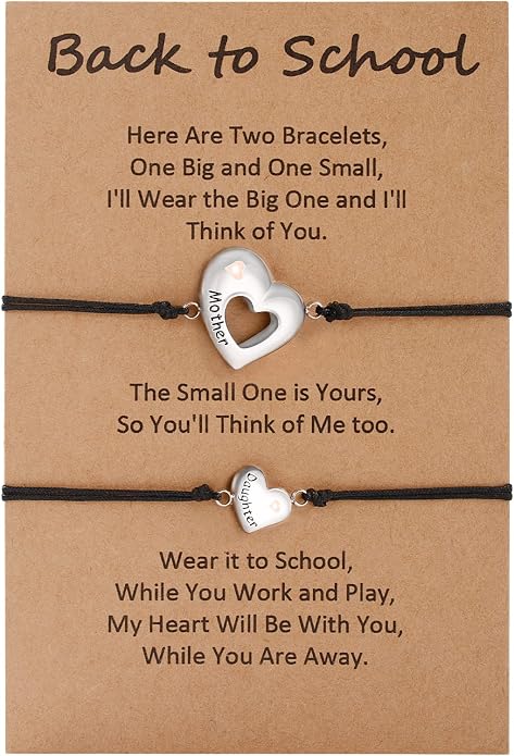Back to School Gifts Mommy and Me Bracelet First Day of School Matching Wish Bracelets Set for Mother Daughter Son Women Teen Girls Boys Jewelry Gift