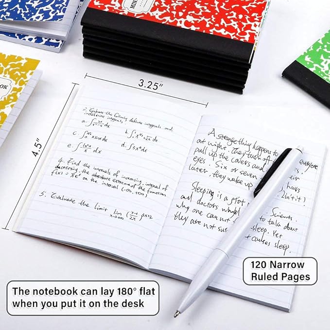 feela Composition Notebook, Mini Sized 30 Pack 5 Colors Narrow Ruled Mini Composition Books Bulk, Small Pocket Marble Cute Journal Notebooks for Kids School Home Office, Pocket Sized 4.5 x 3.25 in
