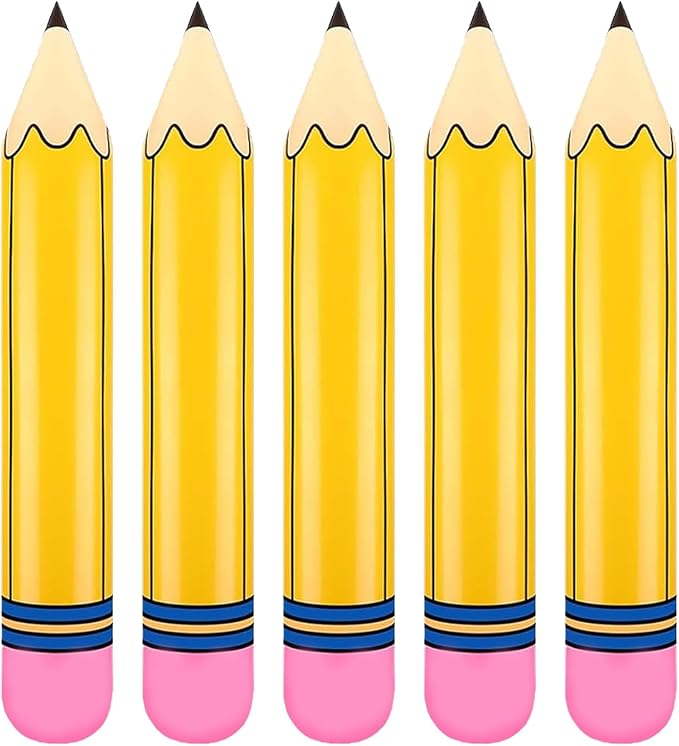 Totelux Large Pencil Balloons 27’’ Inflatable Pencil Back to School Decorations Giant Yellow Crayon Balloons for Classroom Garden Hanging Photo Prop Birthday Party Favor 2PCS