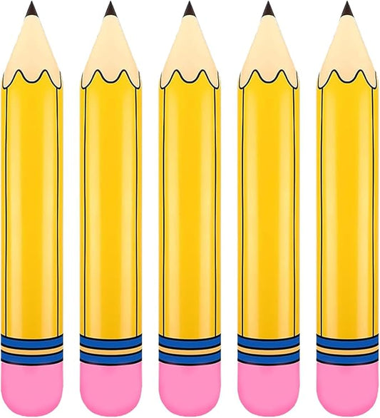 Totelux Large Pencil Balloons 27’’ Inflatable Pencil Back to School Decorations Giant Yellow Crayon Balloons for Classroom Garden Hanging Photo Prop Birthday Party Favor 2PCS