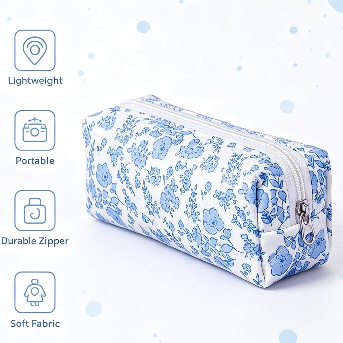 Pencil Case, Pencil Pouch for Women, Pencil Case Small | CetyVoyie Pencil Case, Pencil Pouch for Women, Pencil Case Small, Pencil Pouch Aesthetic(Blue flower)