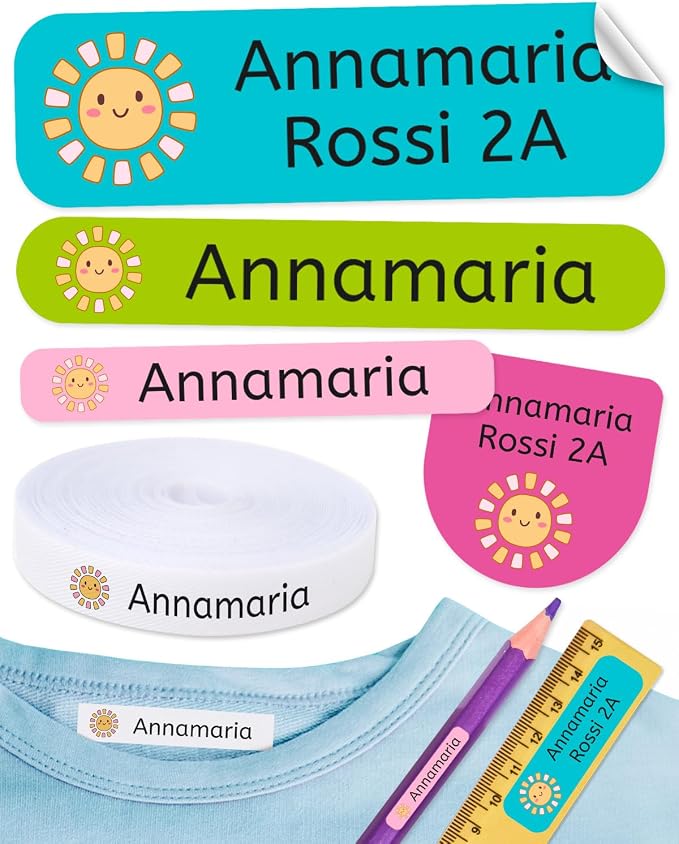 155 Custom Name Labels for Clothing & School Supplies. 100 Eco-Friendly Iron-On Fabric Labels + 55 Waterproof Stickers