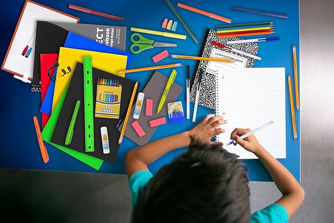 Trail maker Bulk Elementary School Supply Kits, 12 Packs of 45 Piece Wholesale School Supplies for Kids Includes Folders Notebooks Pencils Pens and Much More!