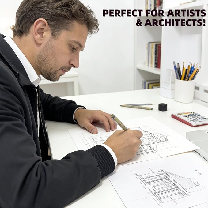 MIPOR PEN LINE Black Fineliner Set 10pcs, Micro-Line Drawing Pens with Multiple Nib Sizes for Art Sketching, Illustration, Technical Drawing