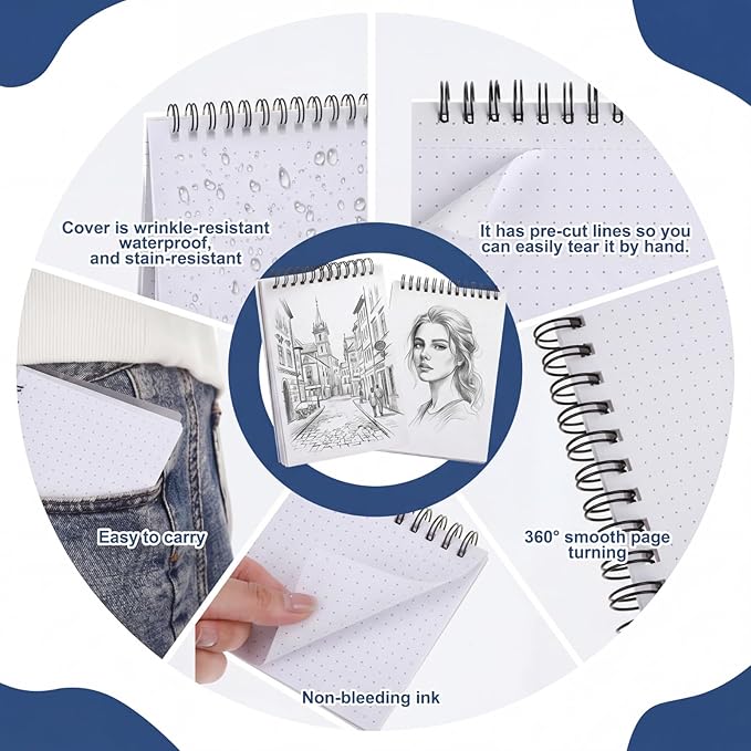 Yahenda 400 Pcs Graph Paper Spiral Index Cards Colored Notecards 4x6 Inches Dot Grid Paper Flash Cards for Studying Math Engineer Memo Notebooks Office School Teacher Education Supplies