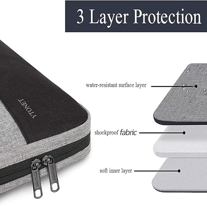 Ytonet Laptop Sleeve Case 17 17.3 Inch, Slim Water Resistant TSA Laptop Bag with Handle Protective Computer Carrying Case Compatible with MacBook Pro, HP, Dell, Lenovo, Asus 16–17 Inch Notebooks, Grey