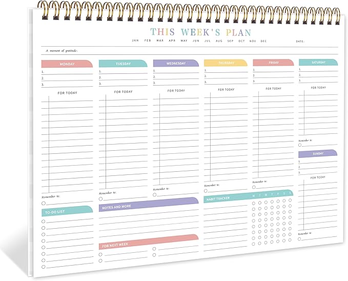 TREES Weekly To Do List Pad with 52 Undated Sheets（8.5"×11"）- Weekly Desk Notepad with Spiral Binding for Women & Man, Office, School and Home Personal Organizer