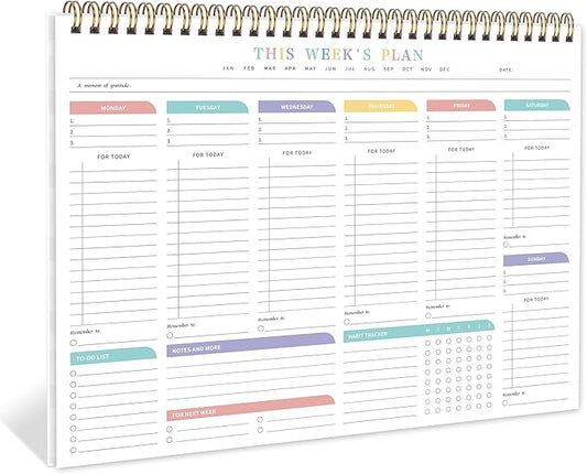 TREES Weekly To Do List Pad with 52 Undated Sheets（8.5"×11"）- Weekly Desk Notepad with Spiral Binding for Women & Man, Office, School and Home Personal Organizer