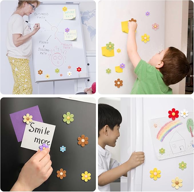 20 Pcs 3D Flower Fridge Magnets, Cute Fridge Magnets, Colorful Refrigerator Decorative Magnet for Whiteboard Locker Cabinet (10 Small + 10 Medium)