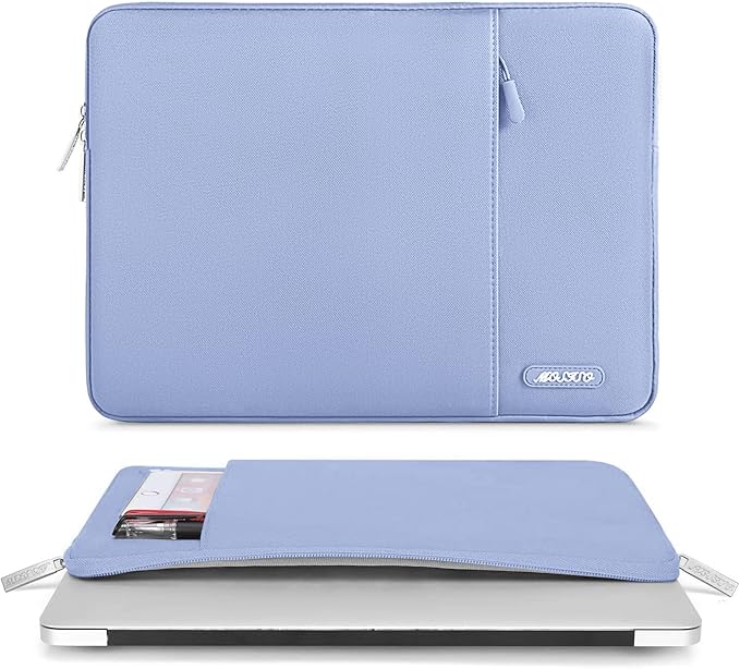 MOSISO Laptop Case 15 inch, 15 inch Laptop Sleeve Compatible with MacBook Air M5 A3448 M4 A3241 M3 A3114 M2 A2941 2026-2023, Dell XPS, Polyester Vertical Computer Sleeve Bag with Pocket, Pastel Blue