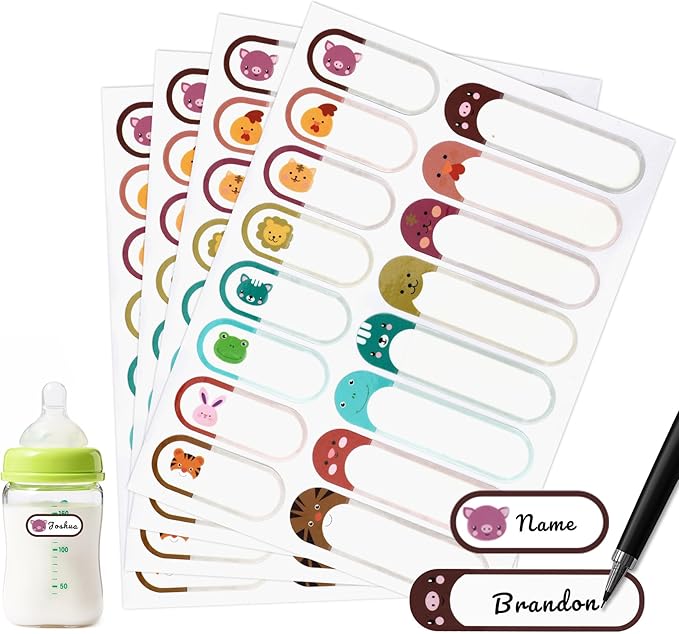 Kids Labels for School Stuff Daycare, Baby Name Tag Stickers for Daycare Essentials, 400 PCS Waterproof Reusable Name Label for Water Bottle, Washable Dishwasher Safe Kid Sticker for School Supplies