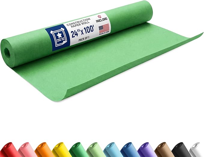 Green Construction Paper Roll 24" x 100 ft – Made in USA – 24" Bulletin Board Paper for Classroom & School, Teachers & Kids