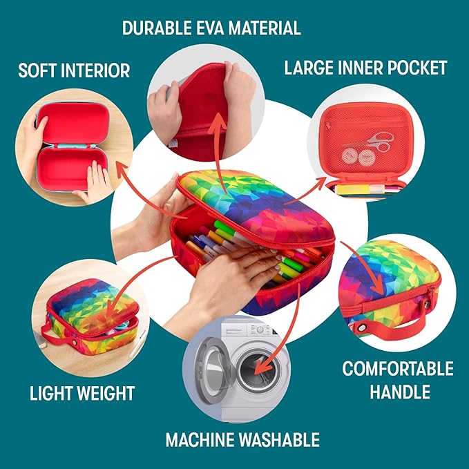 ZIPIT Jumbo Pencil Case for Girls, Cute Pencil Box for School, Large Capacity Stationery Organizer Box ,Kaleidoscope