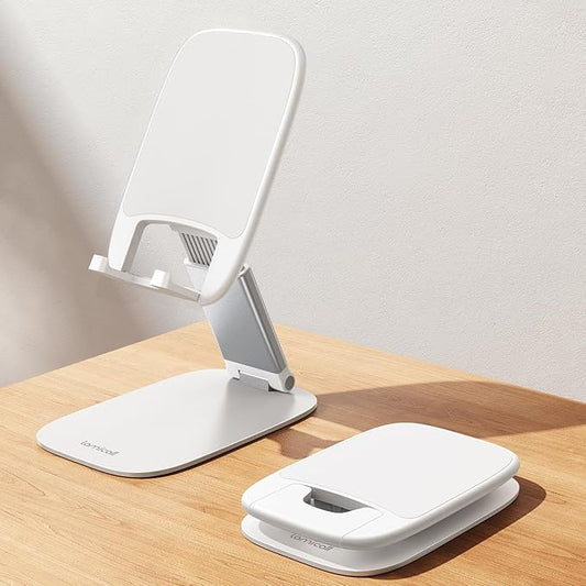 Lamicall Ultra-Thin Cell Phone Holder, Gifts for Fathers Day Men Grandpa Husband Teens Boys Kids, White Cellphone Stand, Office Desk Gifts Accessories for iPhone Holder, Desk Organizer