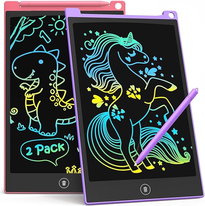 TECJOE 2 Pack LCD Writing Tablet, 8.5 Inch Colorful Doodle Board Drawing Tablet for Kids, Kids Travel Games Activity Learning Toys Birthday Gifts for 3 4 5 6 Year Old Boys and Girls Toddlers