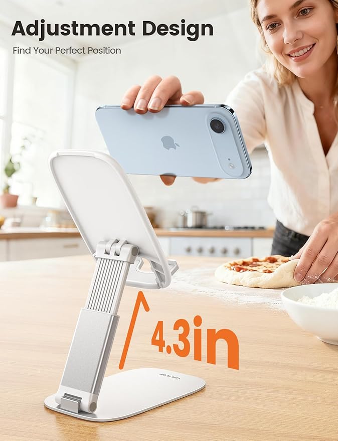 Lamicall Ultra-Thin Cell Phone Holder, Gifts for Fathers Day Men Grandpa Husband Teens Boys Kids, White Cellphone Stand, Office Desk Gifts Accessories for iPhone Holder, Desk Organizer