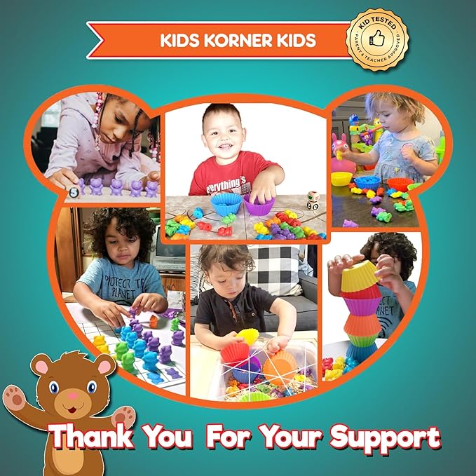 Deluxe Counting & Sorting Bears Game Set - Montessori Fine Motor Learning Jumbo Toys with Stacking Cups, 60 Preschool Math Manipulatives, 2 Toddler Games Dice, Toy Storage & Activities eBook
