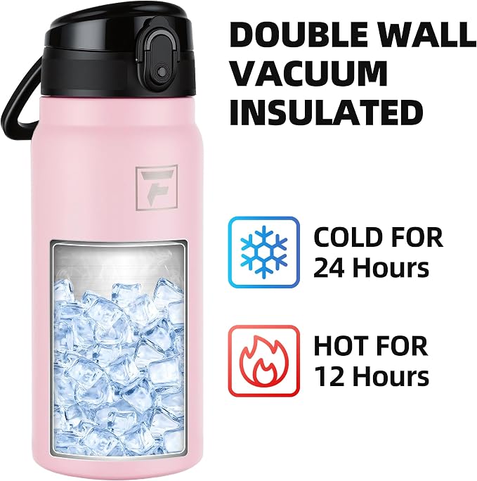 Fanhaw 20 Oz Insulated Stainless Steel Water Bottle with Chug Lid – Wide Mouth, Leak-Proof, BPA-Free – Ideal for Kids, Adults, Sports, Gym, and Outdoor Use (Pink)