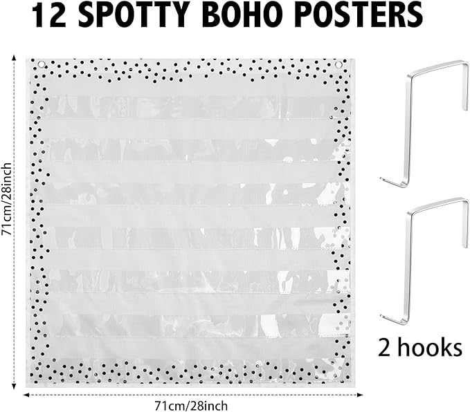 MotiMind Boho Standard Pocket Chart for Classroom, 7 Pockets Chart for Teacher Lessons Home Classroom School Aids Fits Standard 3'' Sentence Strips and Word Cards 28''x28''