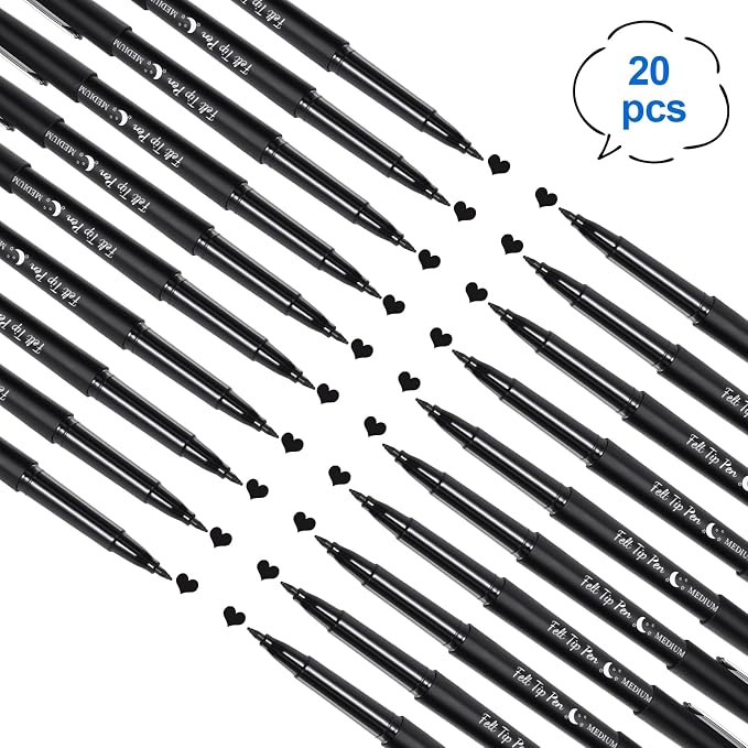 Fuyoooo 20 Pcs Felt Tip Pens 0.7mm Colored Felt Pens Marker Medium Point Journal Planner for Journaling Writing Note Taking Art Office Supplies