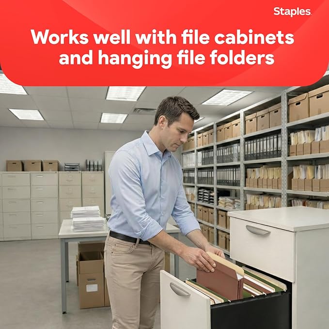 Staples Reinforced File Pockets, Letter Size, 3.5‑Inch Expansion, Heavy‑Duty Brown Accordion Files for Organization – 25/Pack