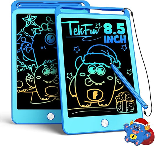 TEKFUN 2 Pack LCD Writing Tablet for Kids, 8.5 Inch Blue+Blue Doodle Board Drawing Board Reusable Drawing Tablet with Lanyard, Educational Kids Toddler Toys Birthday Gift for Boys Girls 3-12 Years Old