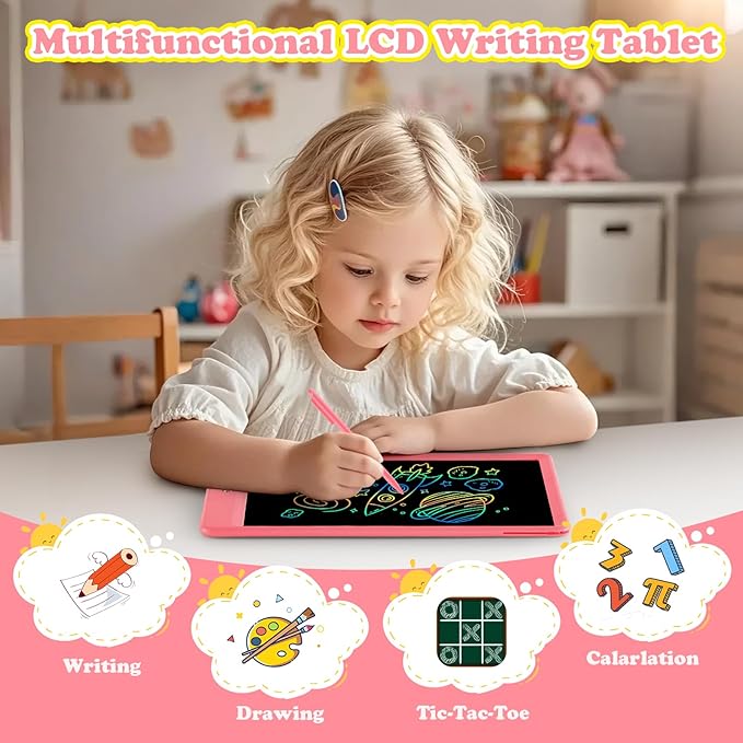 EooCoo LCD Writing Tablet for Kids, 10 Inch Colorful Doodle Board Drawing Pad 2 Pack, Learning Toys for Toddlers, No Mess Coloring Books for Travel, Easter Basket Stuffers
