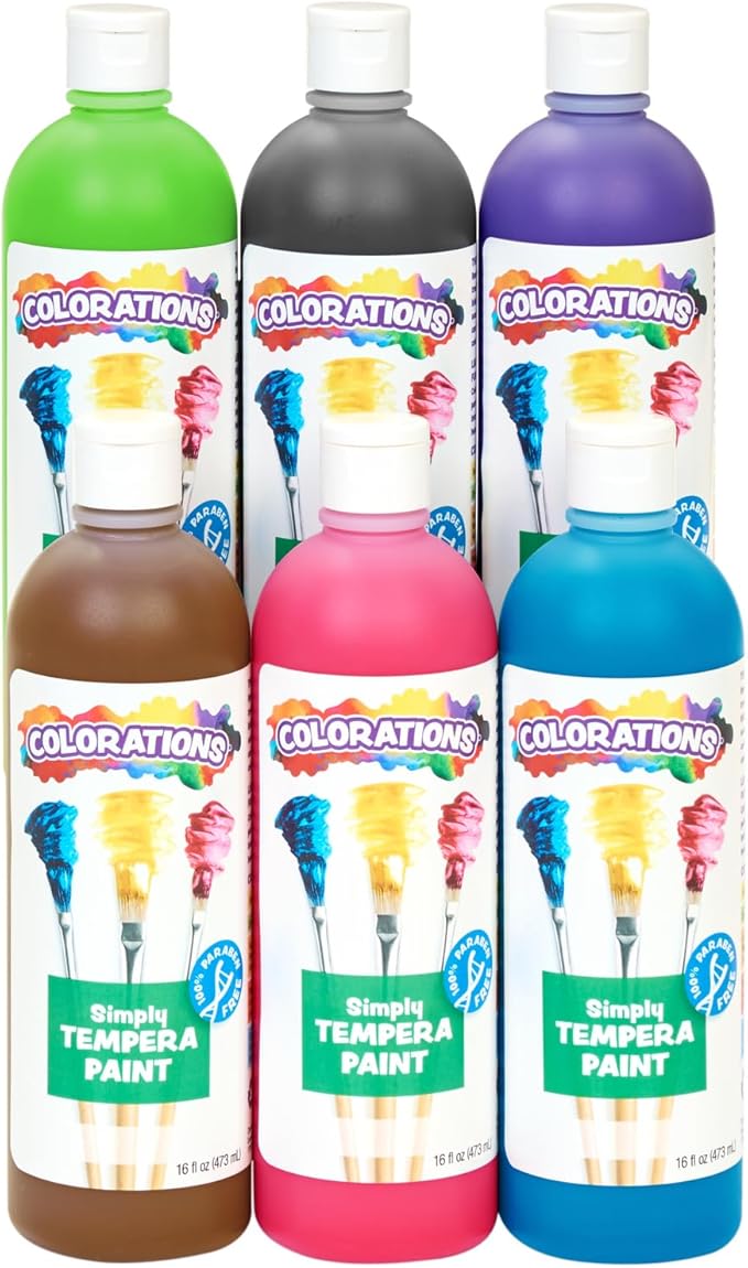 Colorations Paraben-Free Simply Tempera Paint 16 oz. - Set of 6