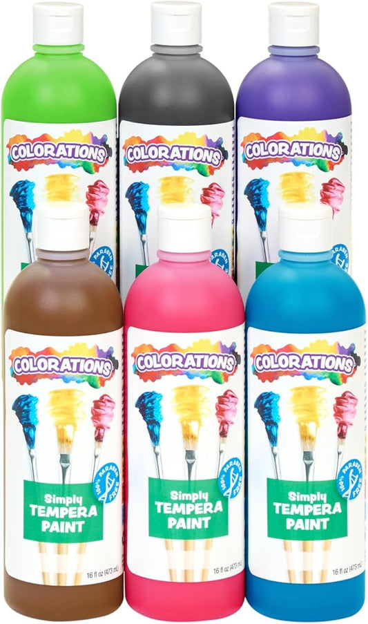 Colorations Paraben-Free Simply Tempera Paint 16 oz. - Set of 6