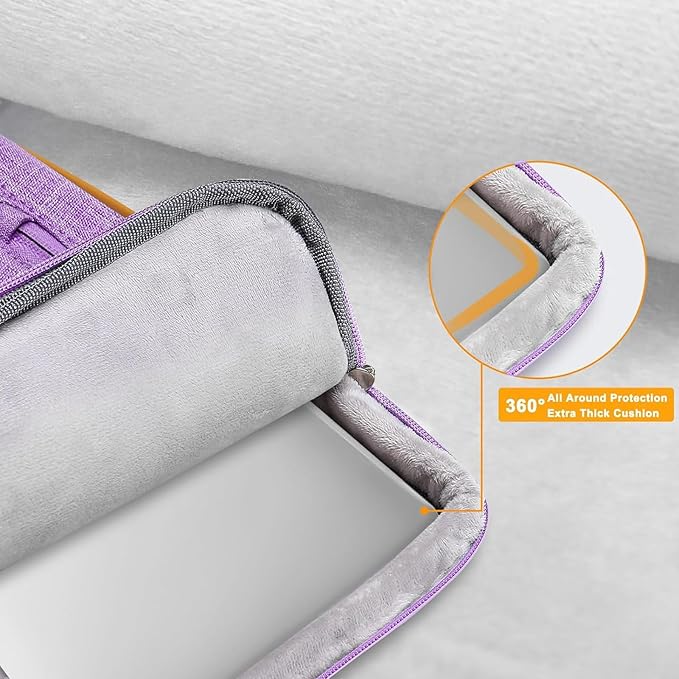 MOSISO 360 Protective Laptop Case 14 inch, 14 inch Laptop Sleeve Compatible with HP Lenovo Dell ASUS Acer, HP, Dell Latitude, Lenovo, Side Open Carrying Case with 4 Zipper Pockets&Handle, Lilac