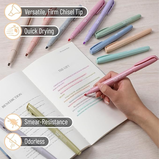 Mr. Pen- Highlighters, 12 Pack, Earthy Colors, Chisel Tip, Quick-Dry, Smear-Resistant, Odorless Highlighters for School, Office & Journaling