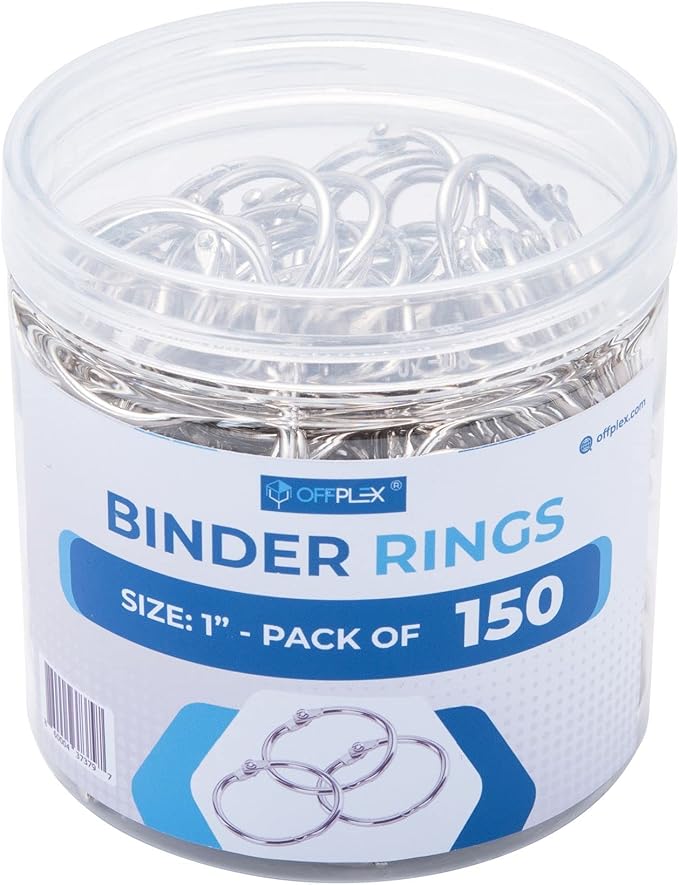 Loose Leaf Binder Rings 1 Inch (150 Pack) Sturdy Metal Rings for Index Cards, Flashcards, Notebook Paper, Office, School or Home