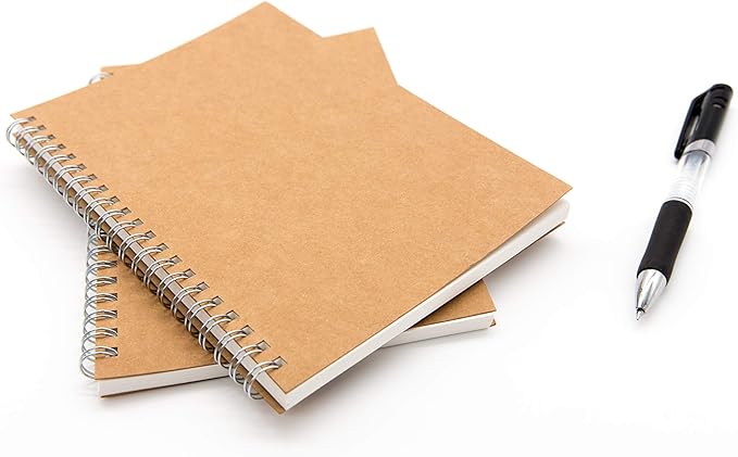 DSTELIN Blank Spiral Notebook, 9-Pack, Soft Cover, Sketch book, 100 Pages / 50 Sheets, 7.5 inch x 5.1 inch (Brown)
