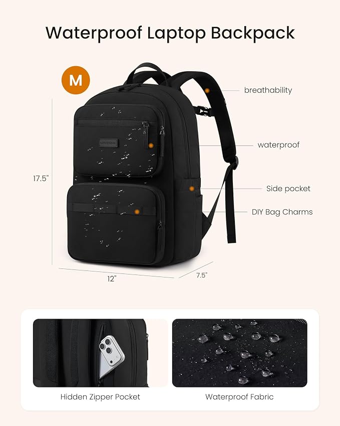 LOVEVOOK Laptop Backpack for Women, School Backpack for Teen Girls with Large Cup Holder, Lightweight Bookbag for College,Work,Travel fits 17.3 Inch Laptop