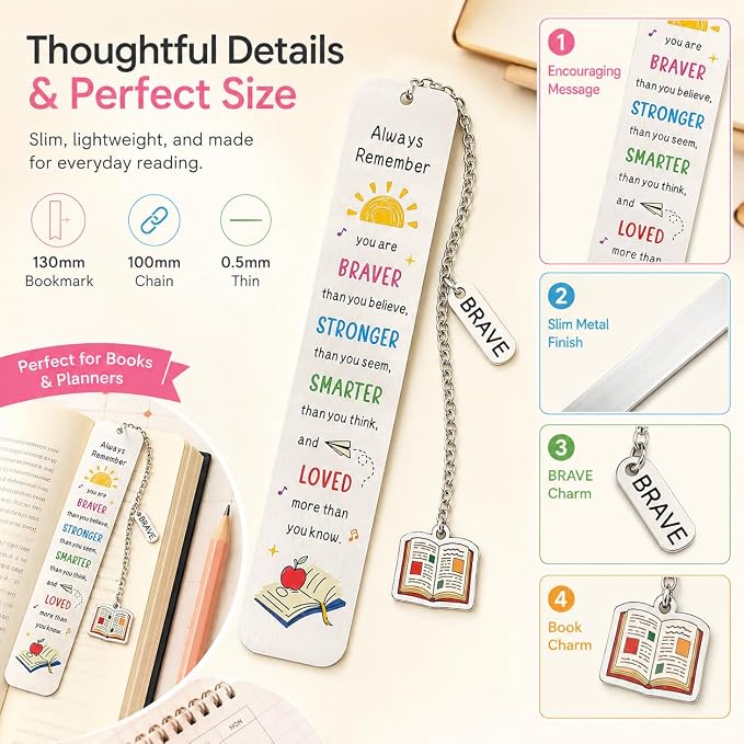 Back to School Supplies for Teen Girls Boys, Bookmarks for Kids, 5th 6th Grade Back to Middle School Gifts for Students First Day of Schools Book Marks for Reading Kids Dorm Room Essentials