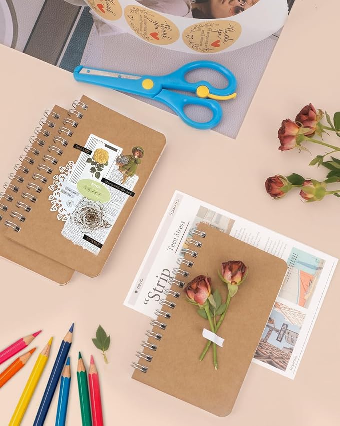 Dynta Pocket Notebooks Mini Notepads 3x5 Bulk, 60 Packs Lined Memo Pads, Small Spiral Notebooks Kraft Cover for Home, School, Office, Men, Women, Kids (60 Sheets/120 Pages)