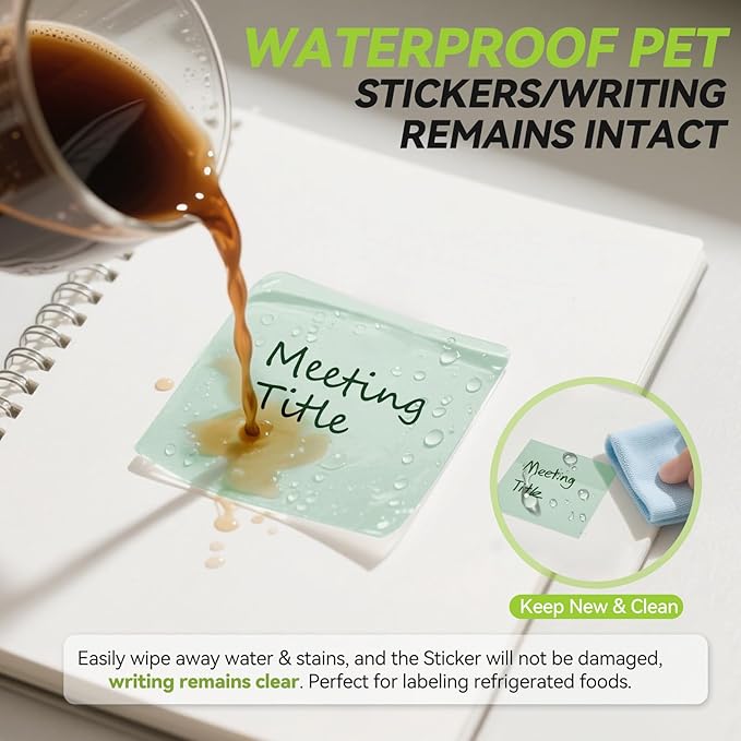 Transparent Sticky Notes with Marker Pen, Tecolu 7 Pads Clear Sticky Notes Sets, 5X The Sticking Power Translucent Sticky Note Pad, Waterproof & See-Through Sticky Notes