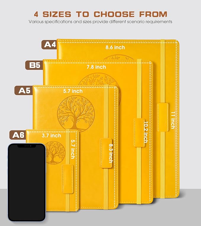 Biuwory Lined Journal Notebook for Women Men,256 Pages B5 Large Hardcover Leather Journals for Writing,Travel,Business,Work & School,College Ruled Notebooks for Note Taking,Diary Notepad 7.8"×10.2"